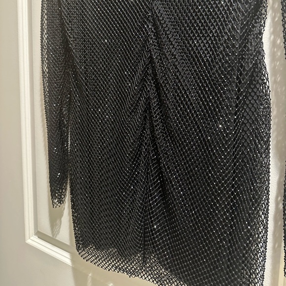 Heiress Beverly Hills Black Crystal Embellished Mesh Turtleneck Mini Dress - Picture 6 of 8